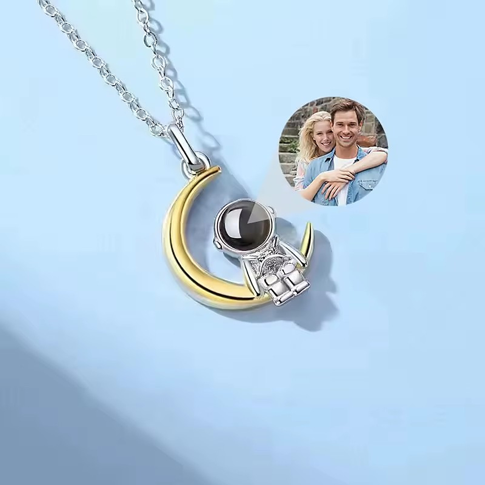 Crescent Moon photo projection necklace
